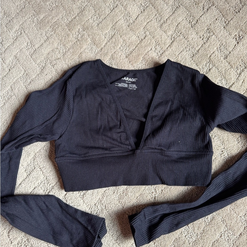 Garage Scarlett seamless deep plunge top ribbed crop top